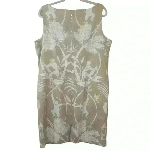 Vintage Ultra Dress New York Canvas Dress Size 18 Monkey Pineapple Palm Trees - Picture 6 of 7
